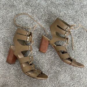 Stylish Brown Heeled Sandals | gladiator block heels